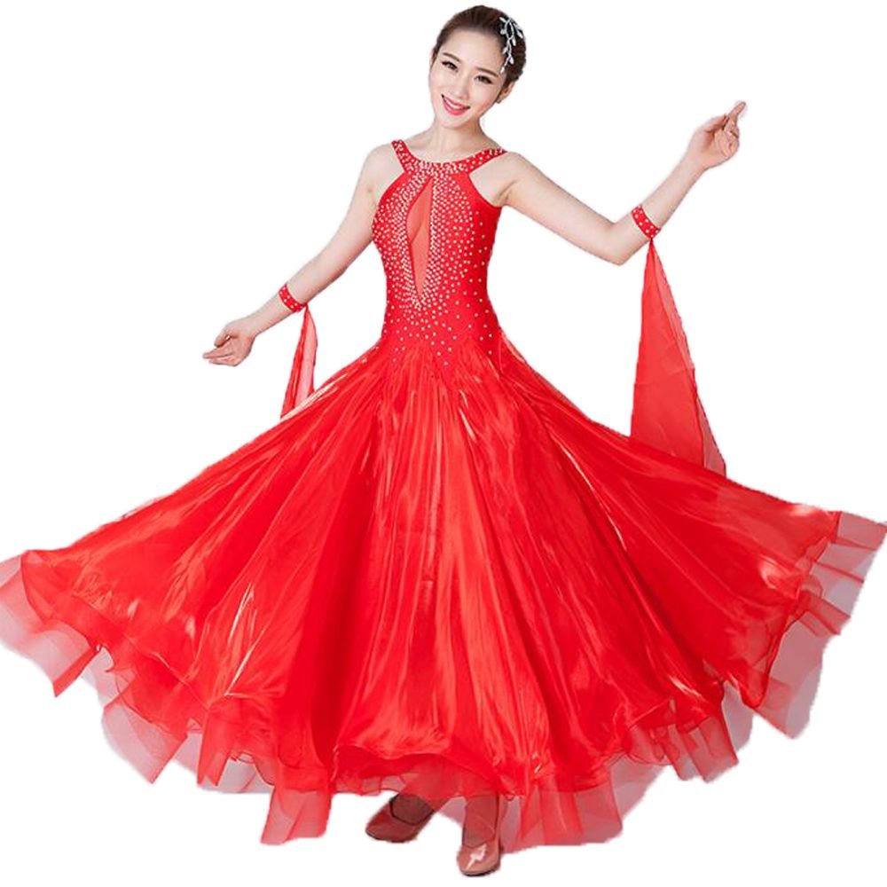 サンバ モダンダンス衣装 Small スタンダード発表会用演出服 レッド シースルー フラメンコ ワルツ専用ドレス レッスン着 ラテンダンス 全7色 B07cg2jnp1 ワンピース ルンバ 練習競技着デモ用 社交ダンス 社交ダンス グランドセール