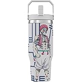 Demon Slayer Kimetsu No Yaiba Akaza Tumbler with Lid, 30 Oz Water Cup, Vacuum Insulated, Anime Water Bottle, Reusable Insulated Stainless Steel tumbler for Water, Iced Tea or Coffee