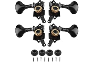 JADPES 4 Strings Musical Instrument Tuning Pegs Machine Heads Parts for 4 Strings Hawaii Guitar Peg Shaft Ukulele Button Twists (Black)