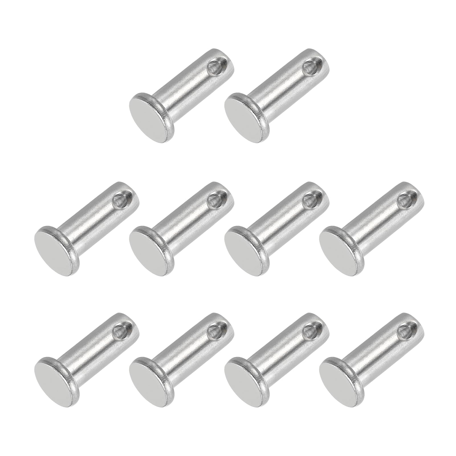 PATIKIL 8 x 20 Mm Single Hole Clevis Pins, 10 Pcs 304 Stainless Steel Flat Head Pin for Hitch Pin Lock Link Hinge Systems, Silver