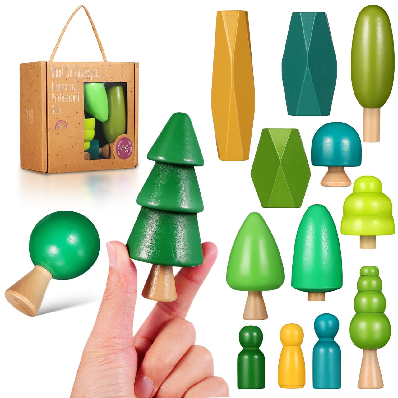 BESPORTBLE Miniature Fir Trees Kit Wooden Small World Toys Mini Trees Round Burr-Free Educational Toys
