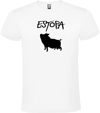 ROLY Camiseta Blanca con Logotipo de Estopa Hombre 100% Algodón ...