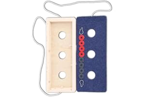 Washers Toss Game Set with 8 Washers - Includes 2 Wood Boards with 3 Holes Each - Portable Lawn Game for Backyard, Tailgating