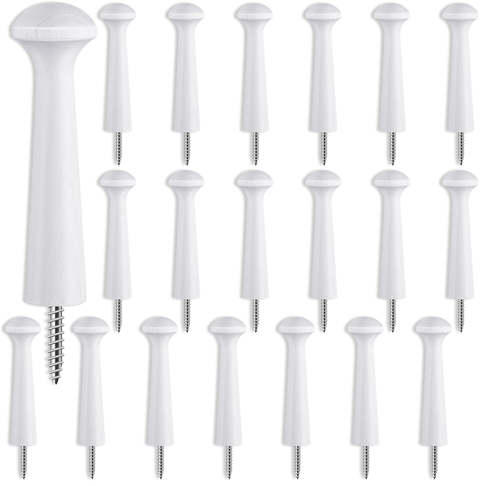 Photo 1 of 20 Pieces Wooden Shaker Peg Screw-on Pegs 3.62 Inch Long Unfinished Wood Shaker Racks for Hanging Clothes Hats Towel and More DIY Paint Color (White)