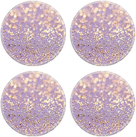 Liili Round Coasters Non-Slip Natural Rubber Desk Pads golden glitter sparkles dust background shallow DOF Photo 3706580