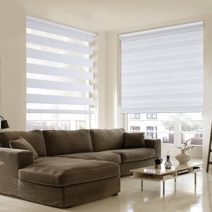 Shiny Home Translucent Roller Zebra Blinds Monolayer Bouffant