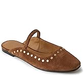 Yellhum Flat Mules Sandals for Women Square Toe Mary Jane Flats Slip on Dressy Casual Slide Strappy Low Heel Backless Loafer Shoes