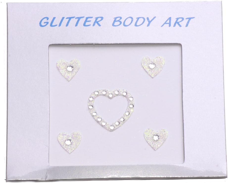 White Ladies Cute Heart / Rhinestone Encrusted Gliiter Vajazzle Body Art Kinky (Zx62)