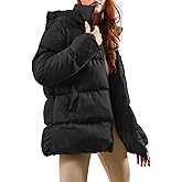 Gihuo Women's Winter Puffer Jacket Oversized Zip Up Long Quilted Coats Lightweight Stand Collar Padded Jackets with Hood