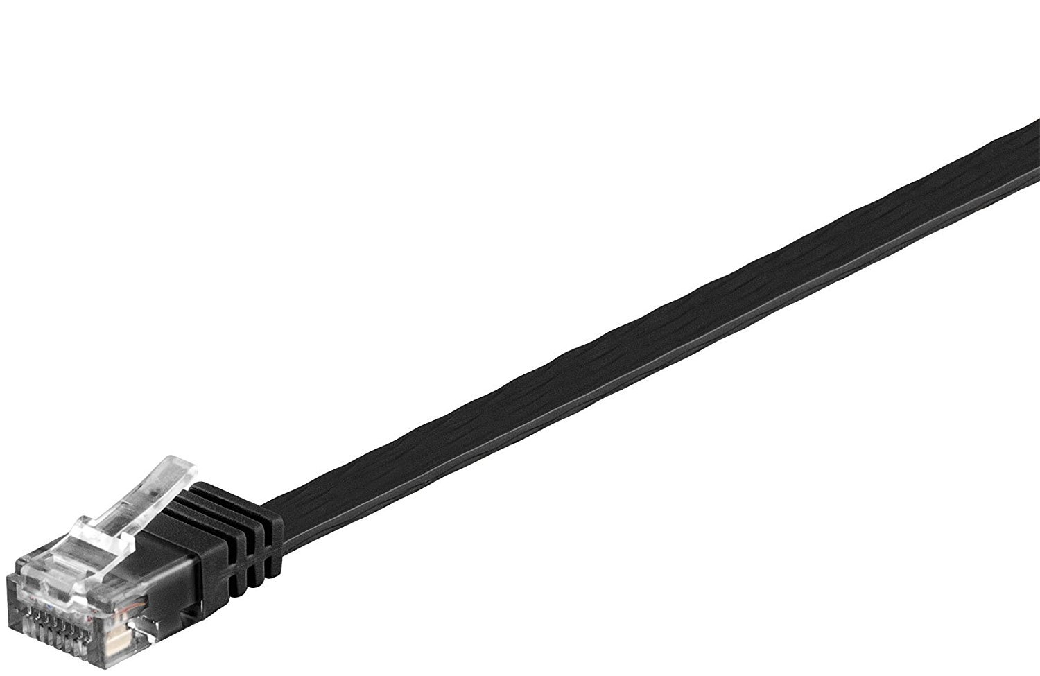 Goobay 95381 CAT 6 Flat-Patch Cable, U/UTP, Black, 10 m Length — image 1