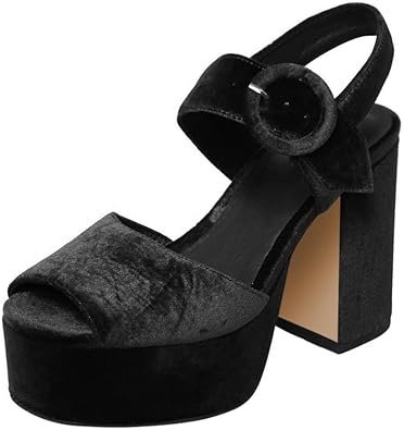 stylish velvet chunky high heel boots