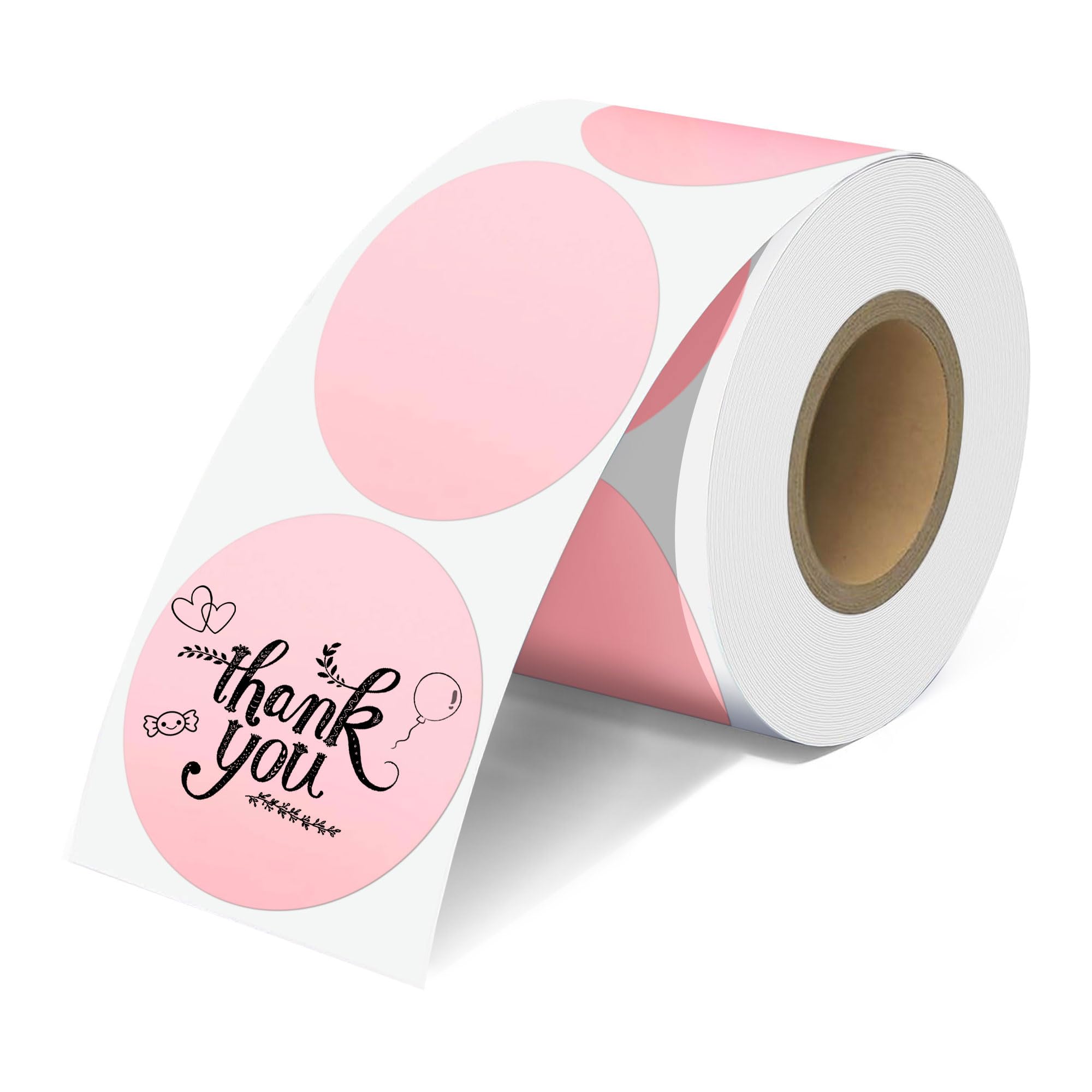 Photo 1 of 2'' Pink Thermal Labels - 600pcs Round Thermal Printer Labels, Waterproof Thermal Printer Stickers for Logo Design, Name/Price Tag, Thanks Card, Address, QR Code, 600 Labels/Roll (Pink)