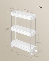 SONGMICS 3-Tier Storage Trolley with Wheels Cloud White KSC007W01 14.4 x 42 x view 4