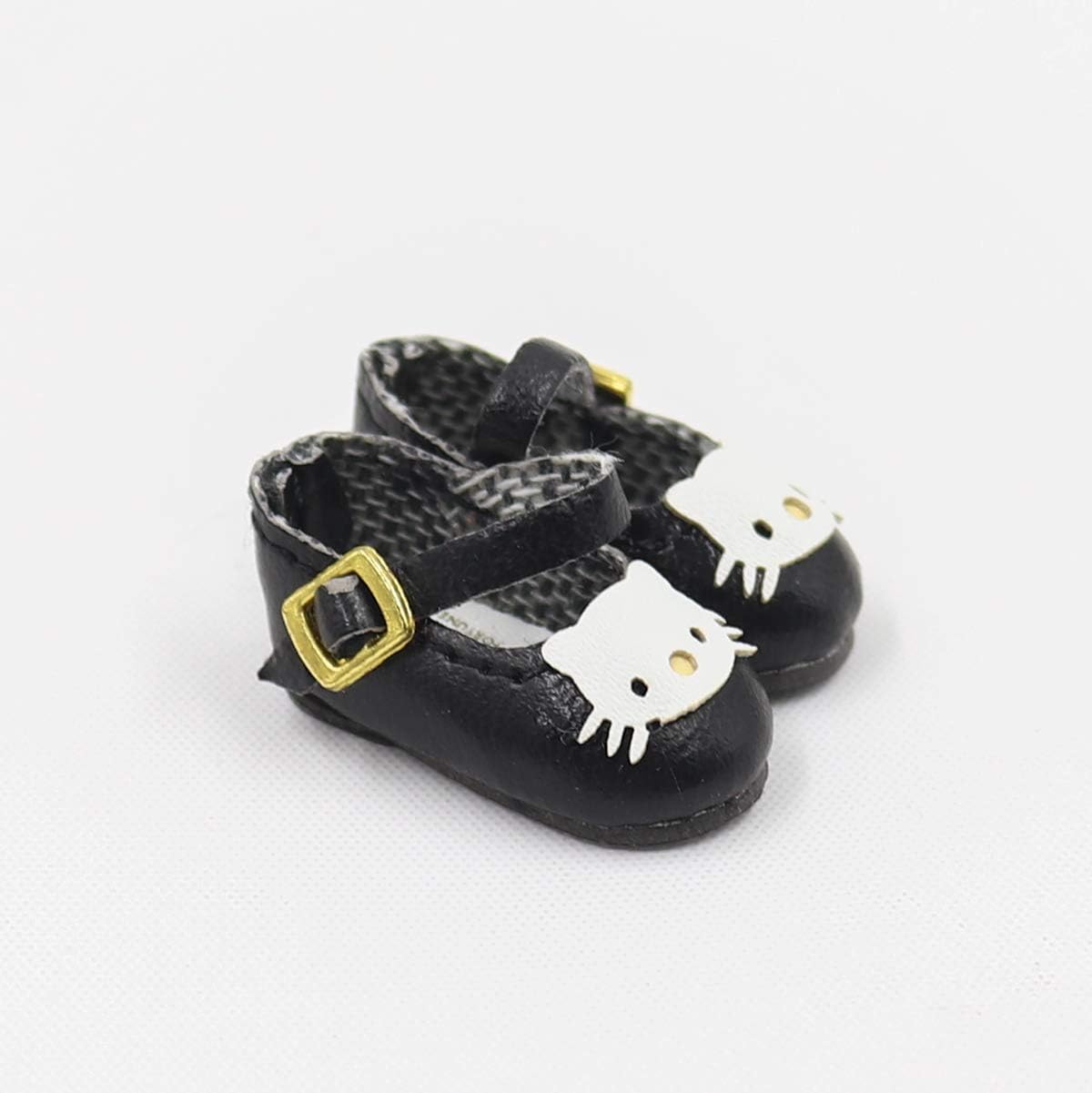 Fortune days toys for 1/6 Doll Shoes, Kitty cat and Butterfly Style Handmade Shoes Four Different Color, Suitable Blythe ICY licca Azone Body and More! (Black cat)