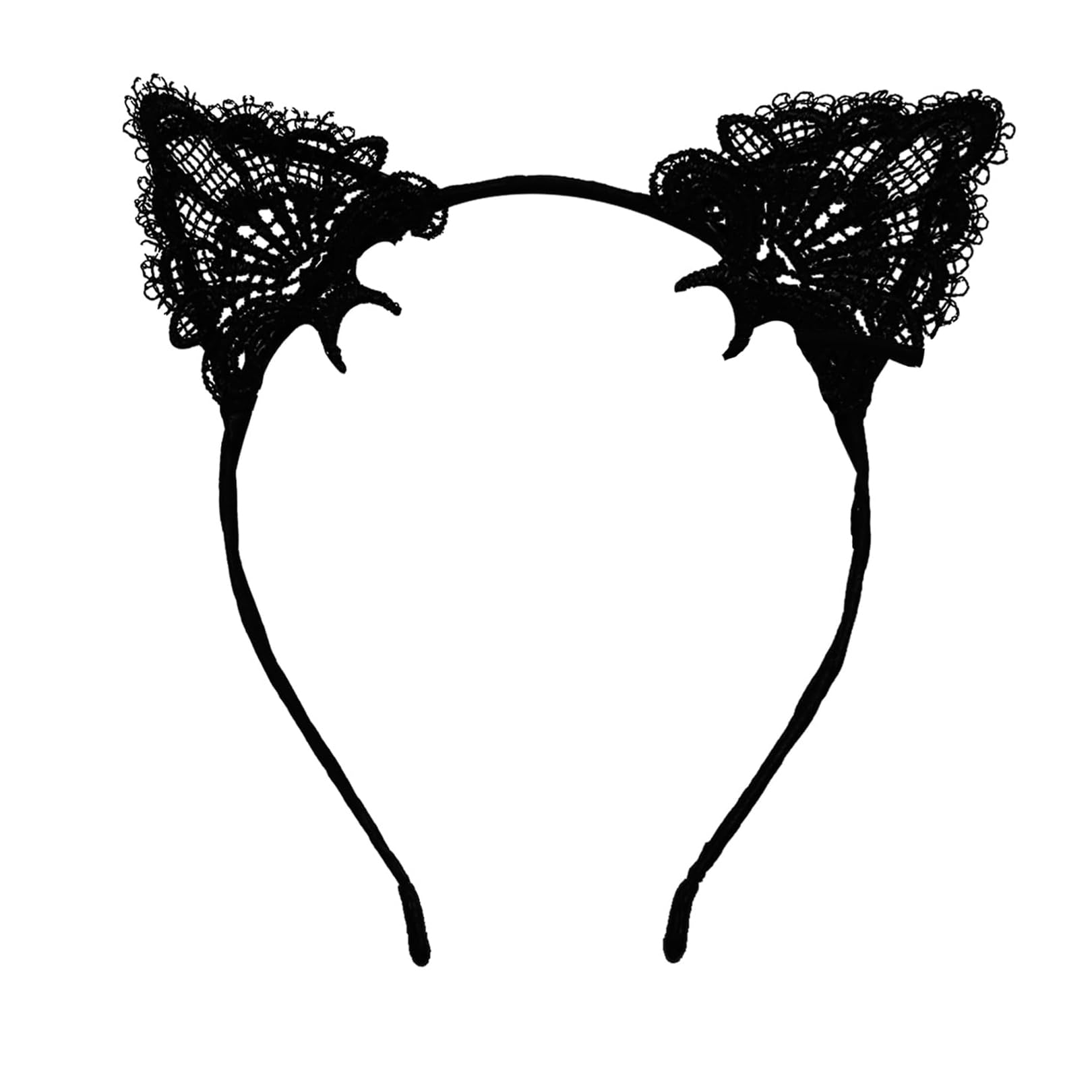 Black Lace Cat Ears Headband for Halloween Carnival Party, Masquerade Cosplay Costumes, Fancy Dress Hair Accessories for Women and Girls