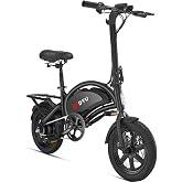 DYU Electric Bike for Adults, 350W Folding Ebike with 36V 7.8AH Battery | 14 In Commuter Electric Bicycle Up to 15.5 MPH &amp; 18.6 Miles Range, Headlight &amp; Taillight, ANSI/CAN/UL2849 Certified