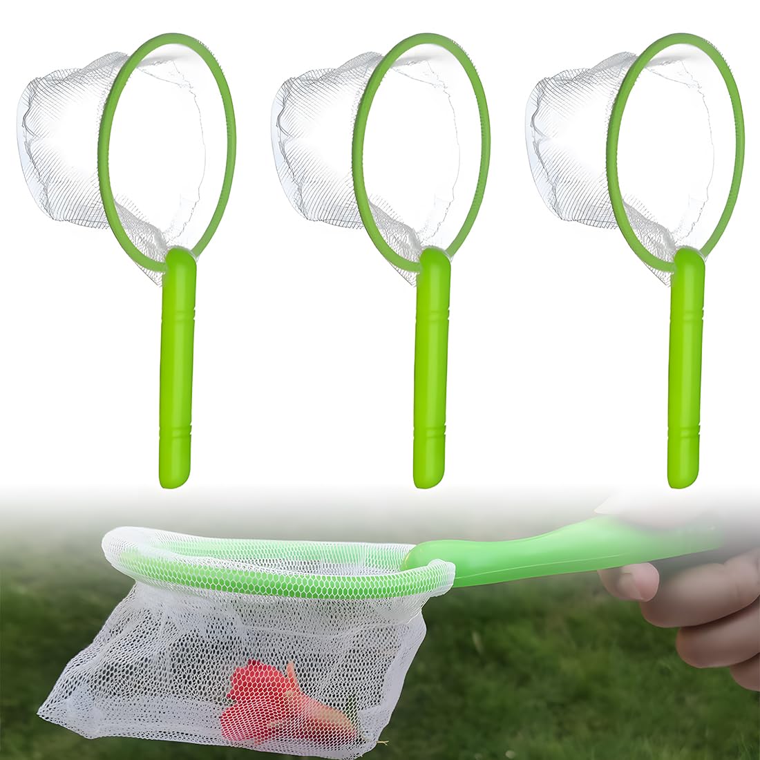 ZYBHMJE 3 Pcs Fish Mesh Net Portable Paddling Pool Game Pool Diving Toys Fishing Water Bug net Fly Fishing Net for Children