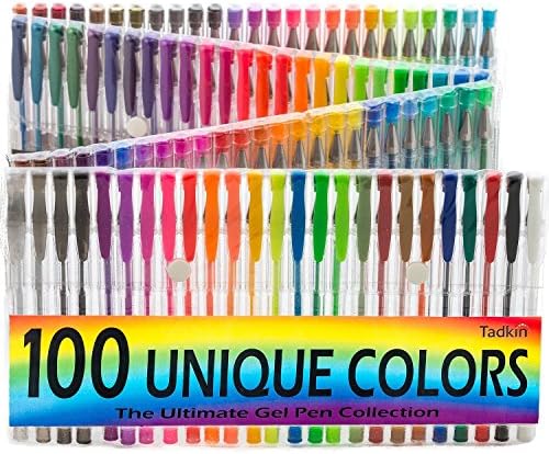 Gel Pens Set - 100 Unique Coloring Pens - Superior Quality Metallic, Pastel, Neon, Classic &amp; Glitter Pens. Fast Drying Ink To Stop Smudging &amp; Bleeding. Perfect For Kids &amp; Adult Coloring Books