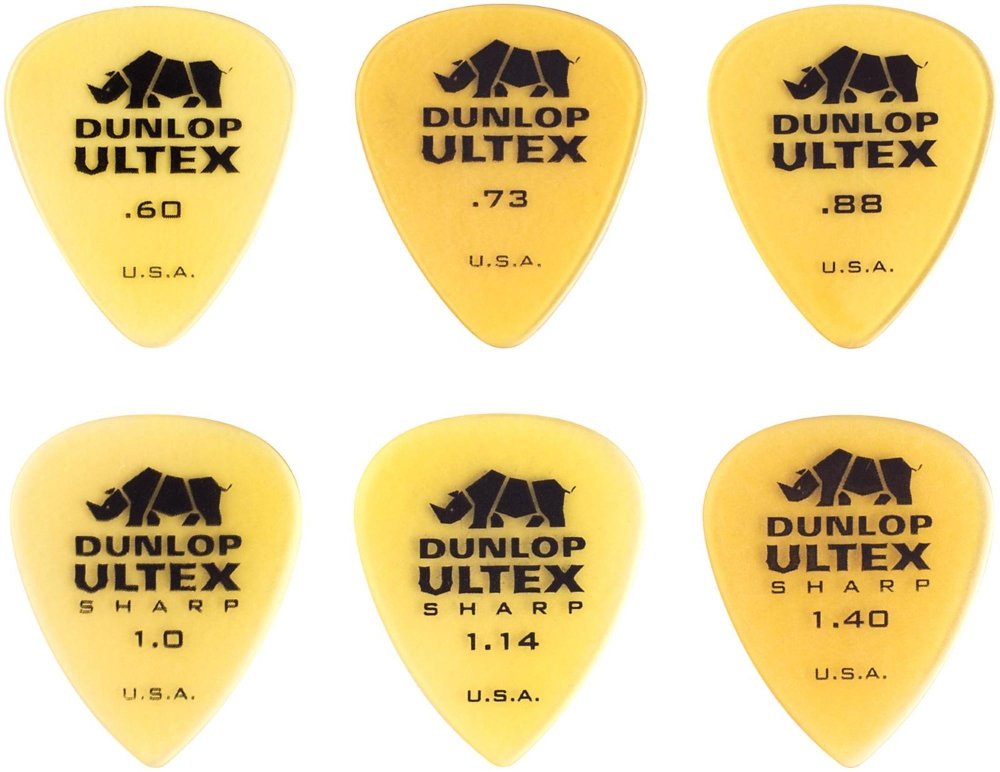 JIM DUNLOP Plectrum Variety Pack Ultex Pack of 6, Orange, Calibre: 0.60-0.73 - 0.88-1 - 1.14-1.40 mm