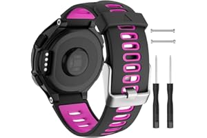 ISABAKE Watch Band Replacement for Garmin Forerunner 735XT/Approach S20 S5 S6 Soft Silicone Strap with Metal Buckle Compatible with 735xt/220/230/235/620/630