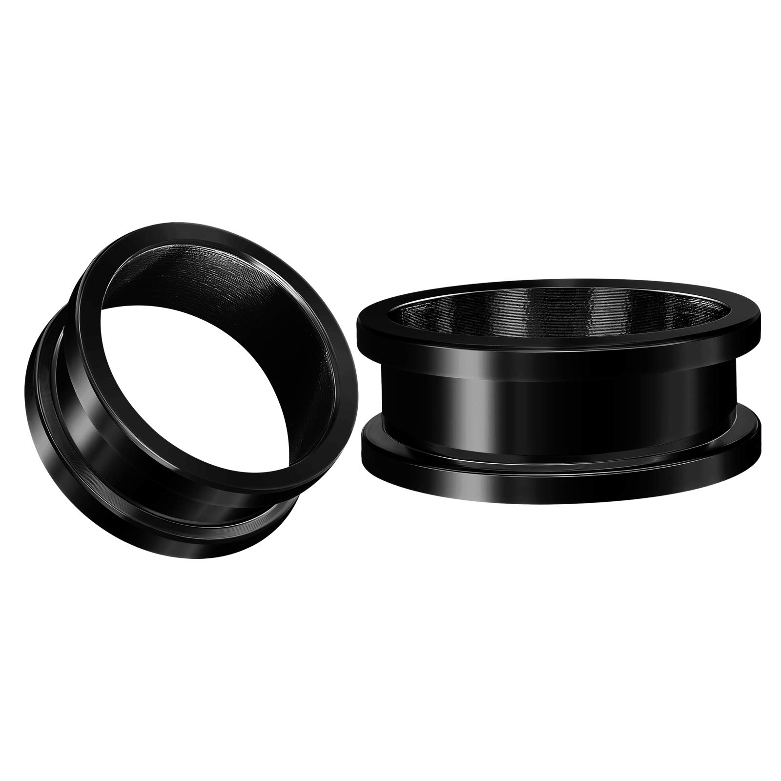 BIG GAUGES Pair of 316L Surgical Steel Black Anodized Screw-fit Piercing Jewelry Ear Stretching Lobe Plugs flesh Tunnel Earring, Stainless Steel, not available