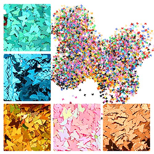 MAQUITA Holographic Nail Glitter Sequins and 2Boxes 24Colors/set Face Body Eye Hair Nail Art with Decoration Paillettes Butterfly Flake Chunky Glitters for Women Girls Festival DIY Crafting Great Gift