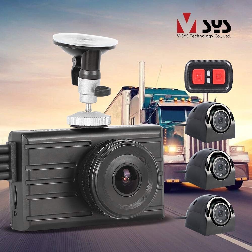 VSYSTO Dash Cam and Backup Camera 1080P Waterproof Lens,Night Vision,G-Sensor,Cameras for School Trailer/Truck/Van Rear View Camera Recorder DVR