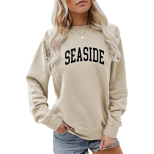 Seaside Sweatshirt Vintage Letter Graphic Beach Vacation