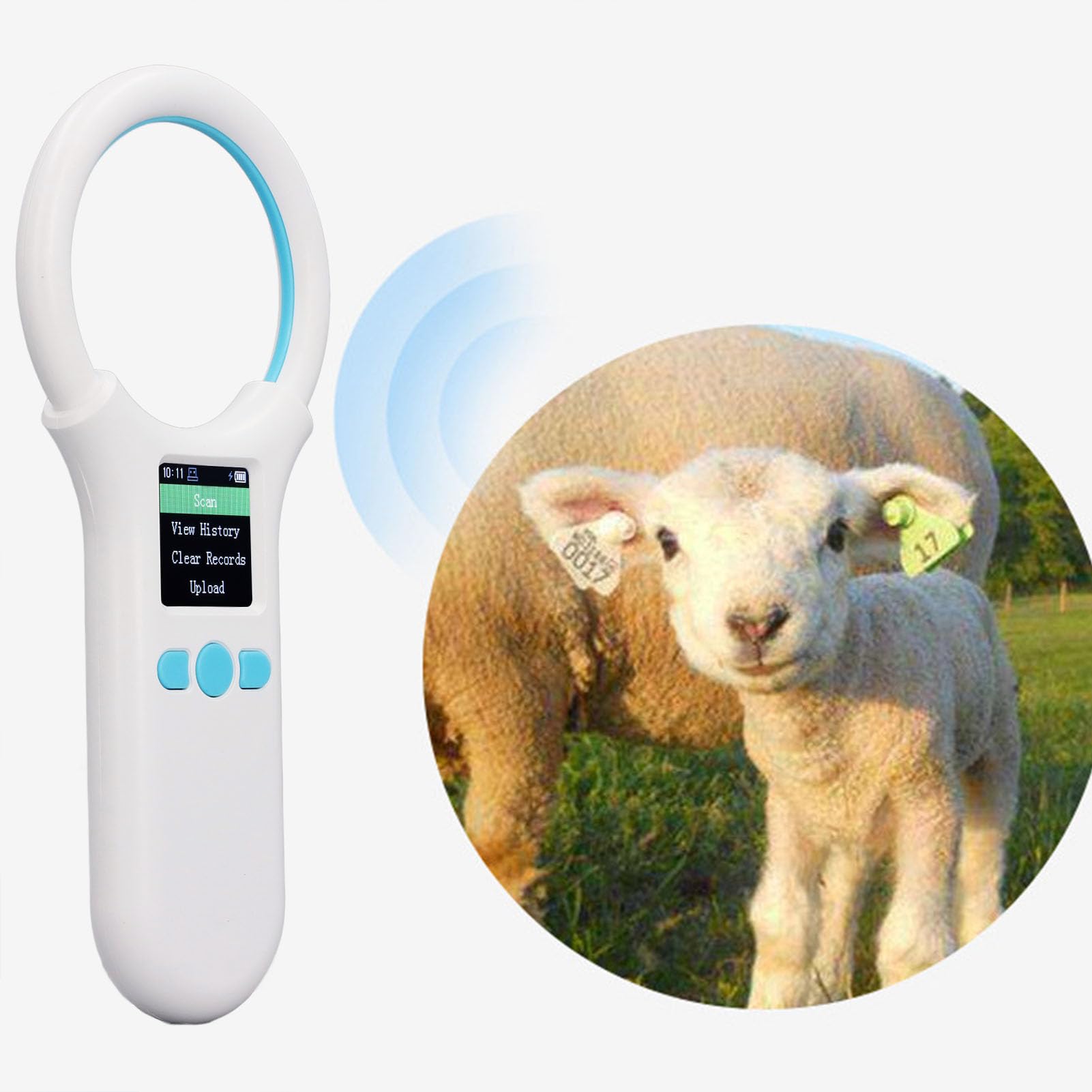 banapoy Pet Microchip Scanner, 500 Data Storage Cat Dog Chip Reader Wireless RFID Animal Chip ID Reader for EMID FDX B, Handheld Portable Animal Tag Reader with Screen for Cow Sheep Rabbit