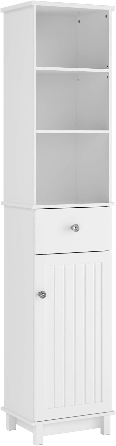 cheap tall storage cabinet on Amazon Com Homfa Tall Storage Cabinet Floor Standing Organizer Rack With 3 Tier Shelves One Drawer Single Door For Bathroom Living Room Office White 70 Inch Kitchen Dining