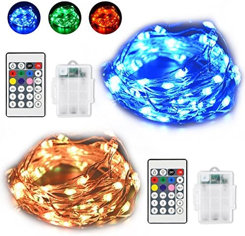 KMASHI [2018 UPGRADED] LED String Lights, 16ft 50LED Fairy Lights Battery Operated, Soft Copper Wire Light 7 Colors Changing Decorative Lights for Indoor Outdoor Bedroom Corridor Yard Parties(2 Pack)