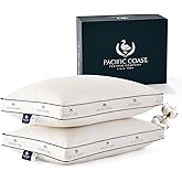 Pacific Coast Goose Feather and Down Pillows, with 100% Organic Cotton Cover, Standard Size Set of 2, Gusseted Design for Sleeping, Hotel Collection, Firm Pillows for Side and Back Sleepers