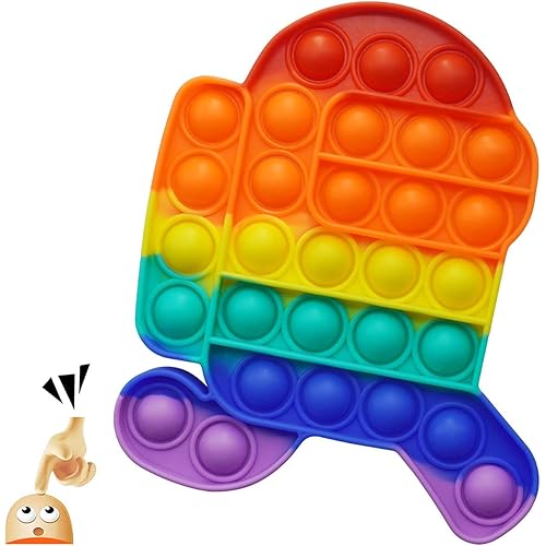 Nyft Toys Among in Us Push Popping Bubble Sensory Fidget Toy, Push Pop Bubble Fidget Sensory Toy,Autism Special Needs Silicone Stress Relief Toy for Girls Boys Kids Adults (1 Running Rainbow)