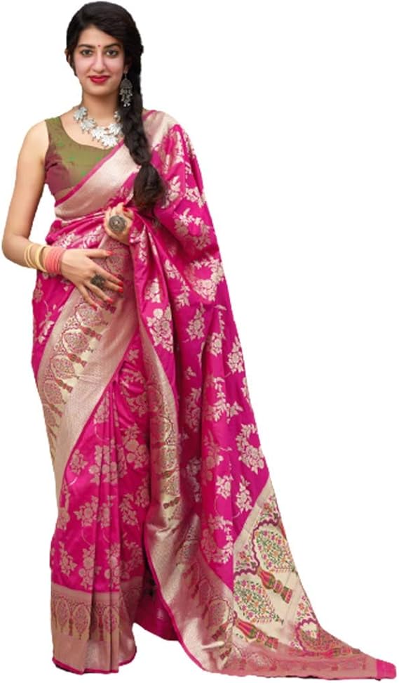Pandadi Saree Damen | Pashmina Kaschmir-Seide | Mit Bluse | Traditionell