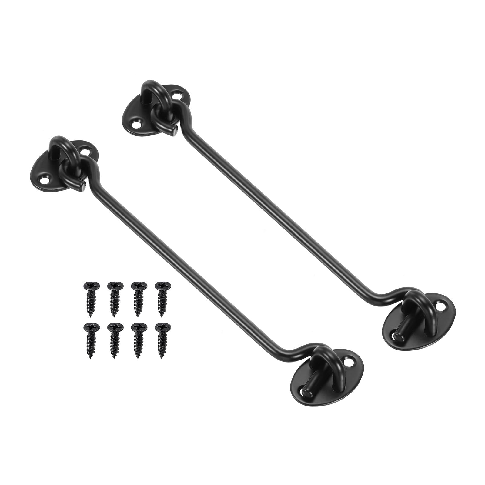 PATIKIL 8 Inch Hook Eye Latch, 2 Pack Stainless Steel Privacy Hook and Eye Latch Gate Latch Lock for Window Sliding Door Barn Door, Black