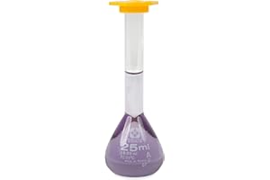 VEEGEE VEE GEE Scientific 2303A-25 Borosilicate Glass SIBATA Class A Volumetric Flasks, Snap-Cap, 2 mm, 25 mL Capacity (Pack of 6)