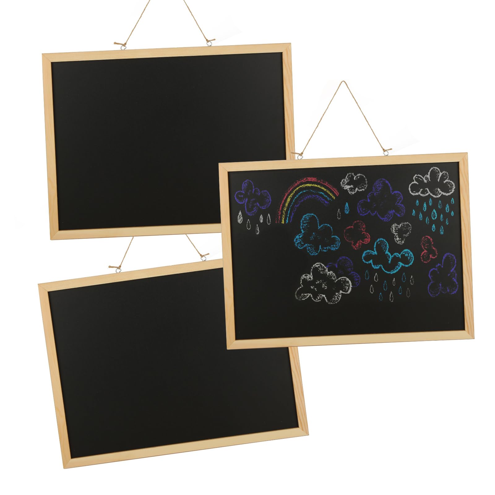 GOYADA 3 PCS 30 x 40CM Chalk Board for Wall, a3 Wall Mounted Bulletin Chalk Boards with Wooden Frame, Medium Blackboards Chalk Writing Boards for Office, Home, Store