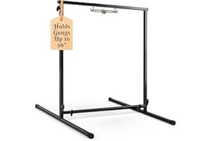 The Gong Shop Metal Gong Stand – Holds Gongs up to 26" – Compact Frame with Adjustable Hooks – Black Powder-Coated – Lightweight for Studio or Home (Gong, Mallet, Rope Not Included)