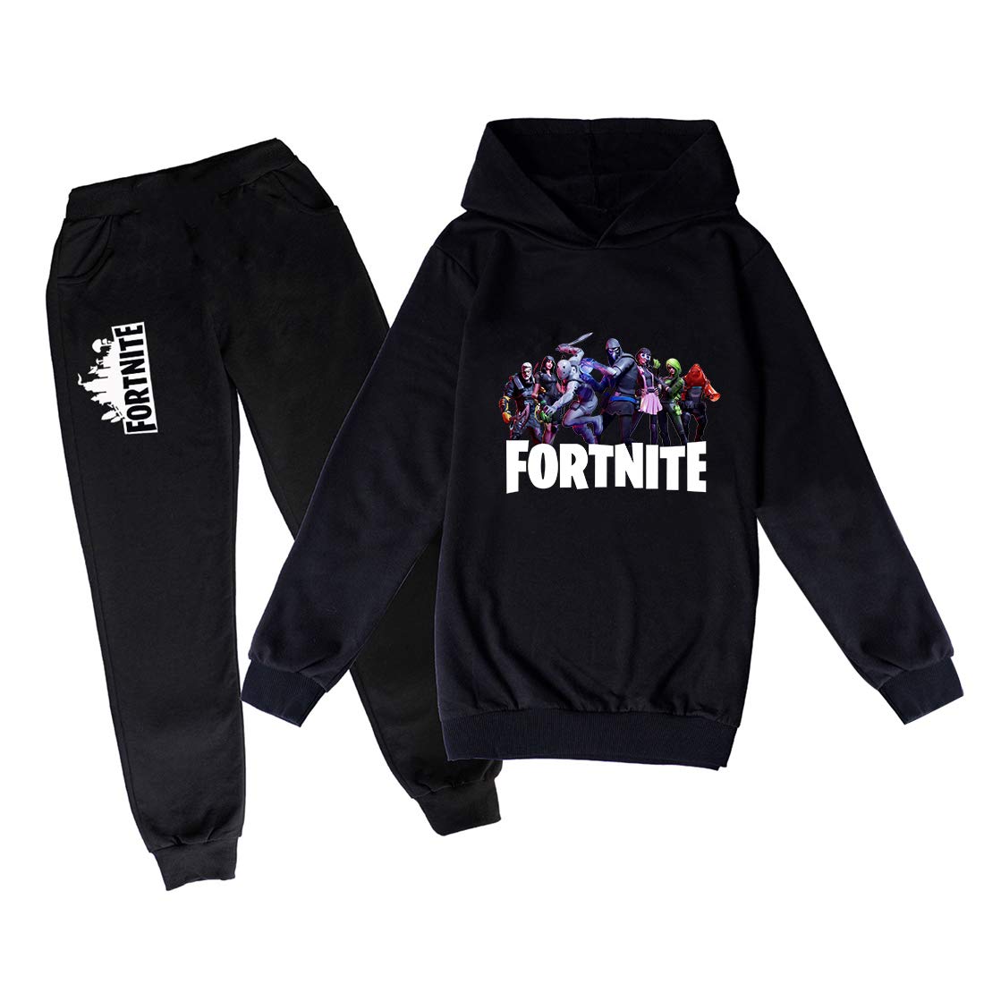 Fortnite Pullover Hoodie and Sweatpants Suit 2 Piece Outfit Fashion Sweatshirt Set for Boys Girls