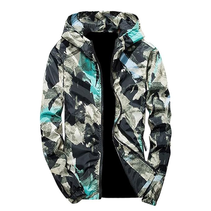 Xmiral Herren Jacke Outwear Winter Camouflage Print Pullover Langarm mit Kapuze Mantel