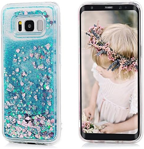 For Samsung Galaxy S8 Case,Irady Shiny Glitter Floating Liquid Clear Flexible Silicone Slim Fit Protective Shockproof Anti Scratch Case For Shockproof Protective Case for Samsung Galaxy S8,Blue