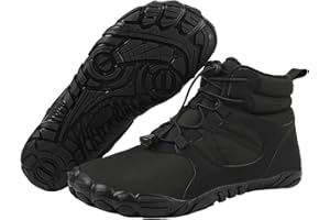 GENERIC Hiking Barefoot Boots Womens Mens Winter Warm Fur Lined Snow Boots Zero Drop Comfortable Booties Non-Slip Wide Toe Box Waterproof Barefoot Shoes for Hike Walking Outdoor Footwear Unisex