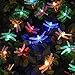 [21ft 30 Led] Solar Outdoor Dragonfly Lights Outside String Lighting , 8 Mode (Steady, Flash), Waterproof, Fairy Decorations for Patio, Garden, Yard, Fence, Christmas Tree, Holiday (Multi Color)