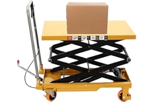 BGYUHWQ Hydraulic Lift Table Cart, 770lbs Capacity 51" Lifting Height, Hydraulic Scissor Lift Table Cart with 4 Wheels Pallet Lift Table for Material Handling and Transportation (770lbs)