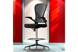 FRYLR Office Drafting Chair Adjustable Height - Tall Office Chair for Standing Desk with Adjustable Lumbar Support, Ergonomic Design, Standing High Desk Chair with Breathable Mesh Back, Up to 400 lbs