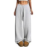 HeSaYep Women's Fleece Lined Sweatpants V-Waisted Wide Leg Sweat Pants Winter Warm Pants with Pockets