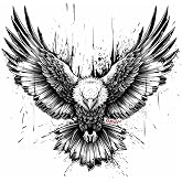 MAKTEM Majestic Soaring Bald Eagle Car Decal - Patriotic Splatter Art Vinyl Sticker for Trucks, SUVs, and Jeeps - Weatherproof Outdoor Graphic - Black &amp; White Artistic Flying Bird Design (Eagle wings)