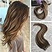 Moresoo 16inch Tape in Hair Extensions Ombre Real Human Hair 20PCS 50G Skin Weft Extensions Remy Hair Extensions Tape in Balayage Color #4 Brown Ombre #27 Blonde Mixed #4 Glue on Hair