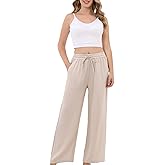 Aphratti Women's Wide Leg Flowy Pants High Waisted Casual Summer Beach Vacation Clothes