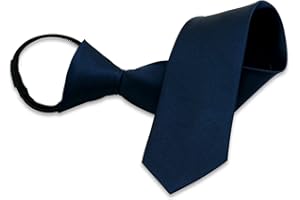 Aurya Boys' Solid Color Zipper Tie 15 inch/19 inch Polyester Satin Zipper Neckties